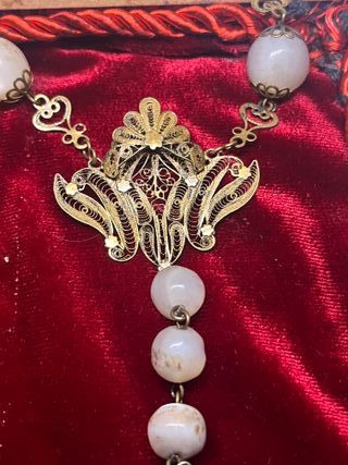 ROSARIO PLATA SOBREDORADA NACAR SIGLO XIX