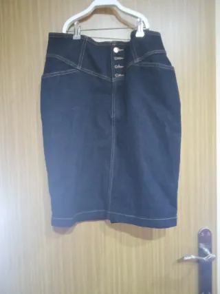 Falda vaquera azul talla L