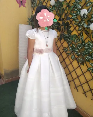 Vestido de Comunión Blanco y Rosa