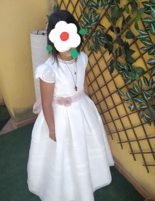 Vestido de Comunión Blanco y Rosa