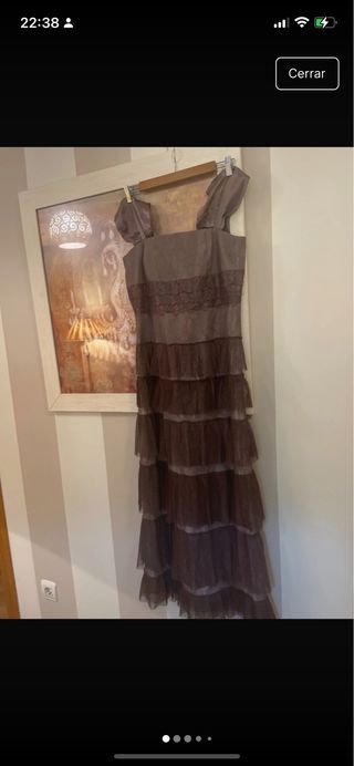 Vestido largo encaje Amitie marrón