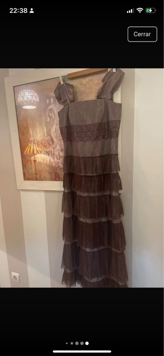 Vestido largo encaje Amitie marrón