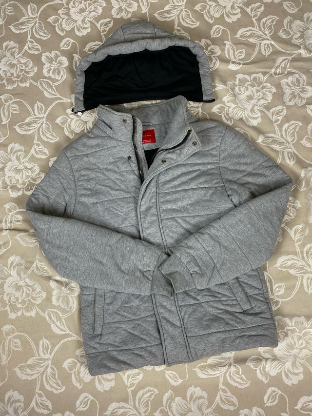 Abrigo Zara Gris M Capucha Elegante