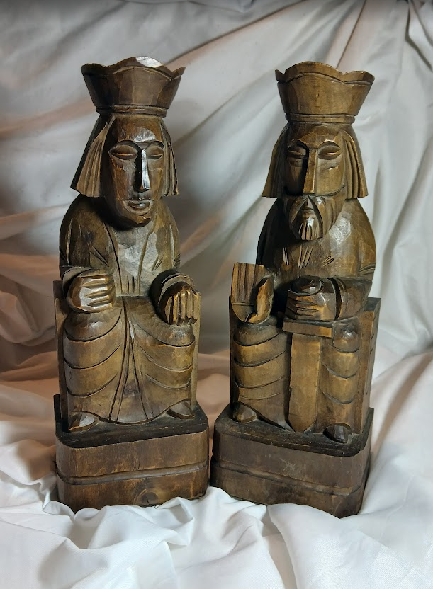 Pareja sujetalibros reyes madera decorativos