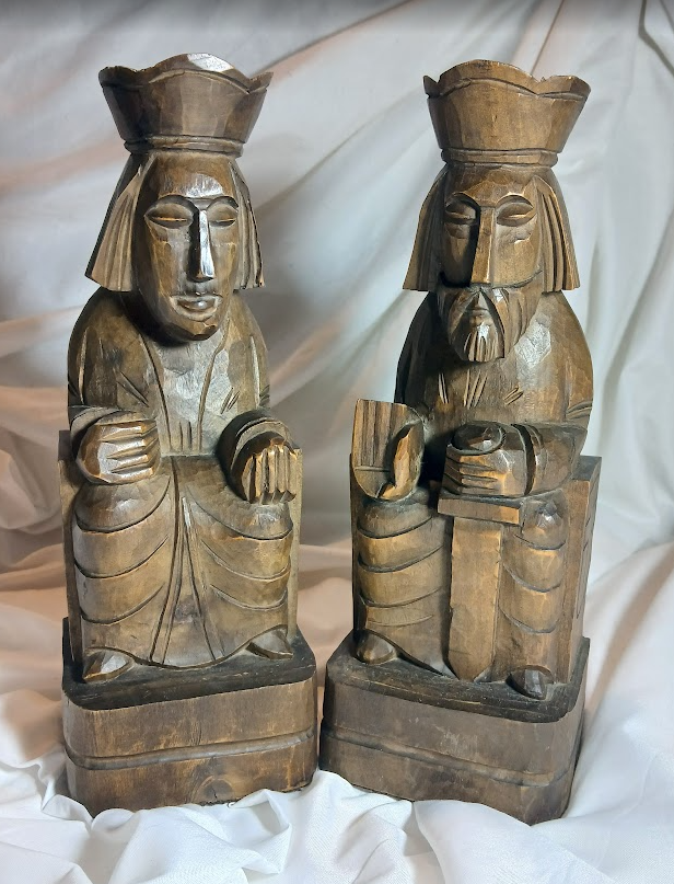 Pareja sujetalibros reyes madera decorativos