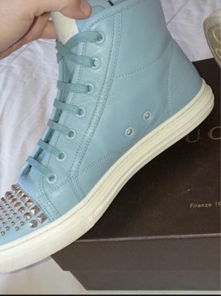 Sneakers Gucci unisex Azzurre con Borchie Argento 