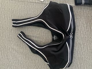 Aloyoga top sport nero con righe bianche