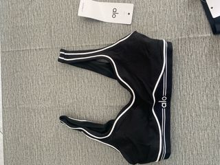 Aloyoga top sport nero con righe bianche