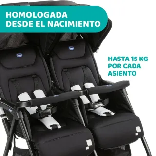 Silla de paseo gemelar Chicco negra