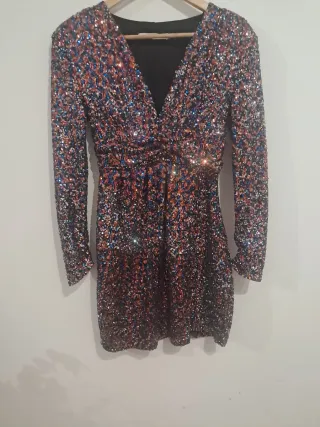 Vestido fiesta lentejuelas multicolor