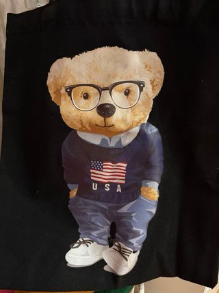 Bolsa de tela de algodón con oso