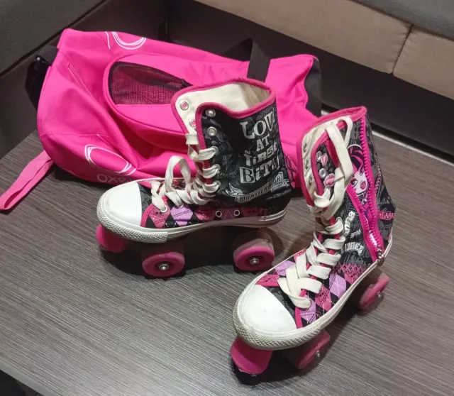 Patines Monster High Talla 34 + Bolso Rosa