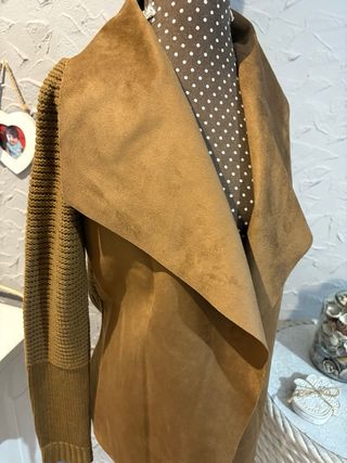 Cárdigan punto/piel vuelta, solo hoy 19,99€