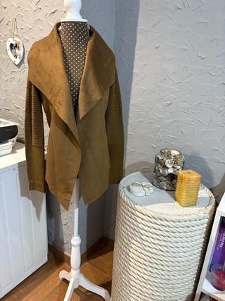 Cárdigan punto/piel vuelta, solo hoy 19,99€