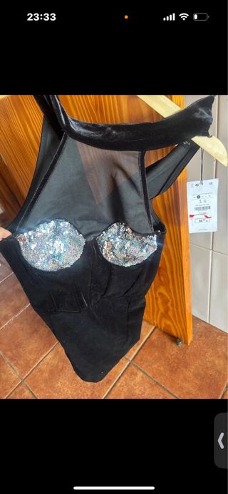 Vestido negro lentejuelas S