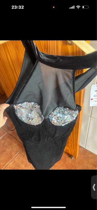 Vestido negro lentejuelas S