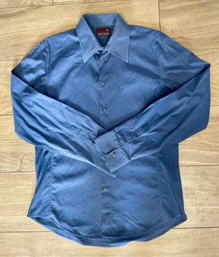 Camisa de vestir Zara azul hombre