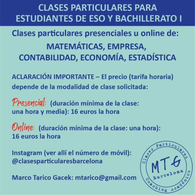 CLASES PARTICULARES - DISTINTOS NIVELES 