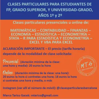 CLASES PARTICULARES - DISTINTOS NIVELES