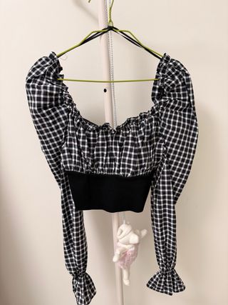 Camiseta cuadros blanco y negro