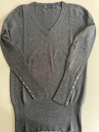 Maglione Zara Donna Scollo a V Grigio Taglia M