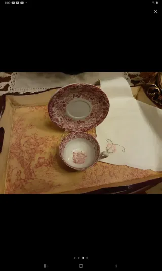 Taza y plato té Cartuja Sevilla Antiguo