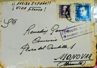 Sobre franqueado Guerra Civil Española