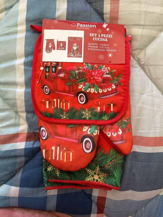 Set Cucina Natale: Guanto, Presine, Strofinaccio