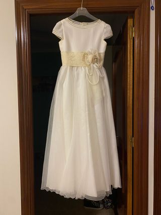 Vestido de Comunión Blanco y Dorado