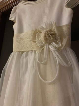 Vestido de Comunión Blanco y Dorado