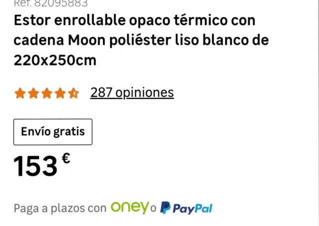 -45% 2 Estores 220x250cm opacos blanco nuevo