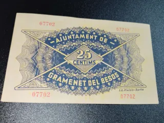Billete 25 céntimos Ajuntament Gramenet