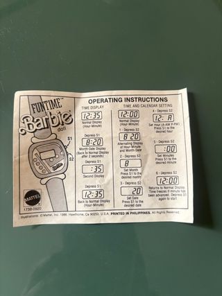 Orologio Barbie Funtime 1986