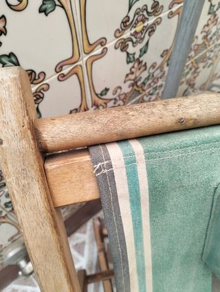 Hamaca vintage plegable tela y madera