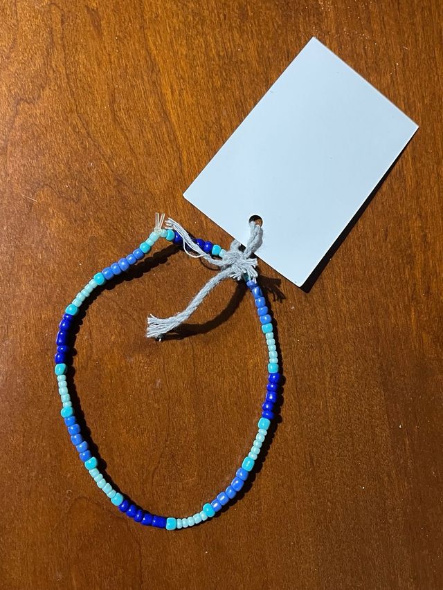 Cavigliera perline azzurro blu