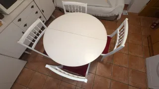 URGE Mesa redonda extensible comedor blanca 6 pers