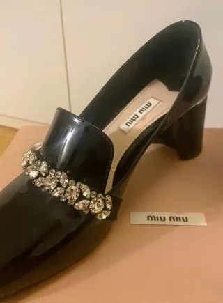 Scarpe Miu Miu donna vernice tacco gioiello