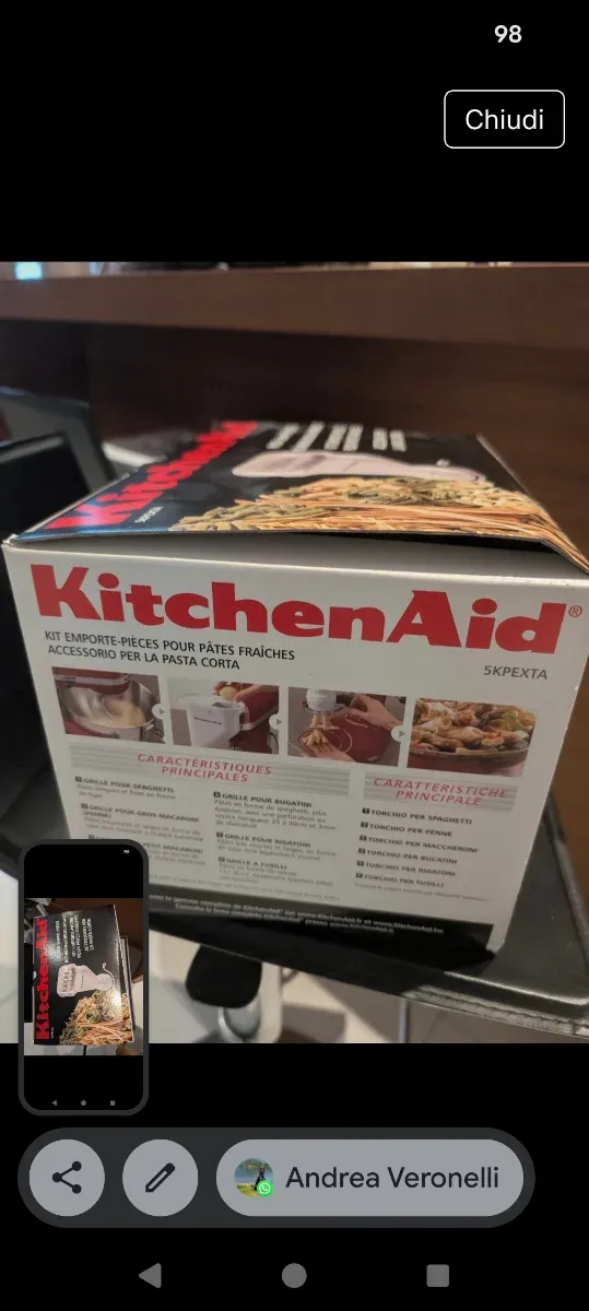 kitchen AID torchio per pasta fresca