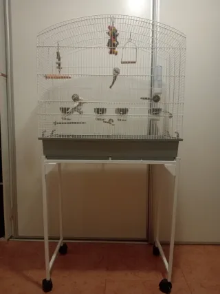 Jaula grande para pájaros con doble bandeja