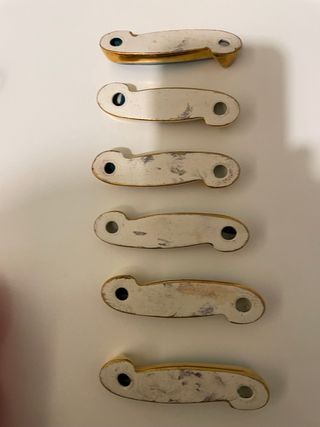 Poggia coltello vintage ceramica verde oro