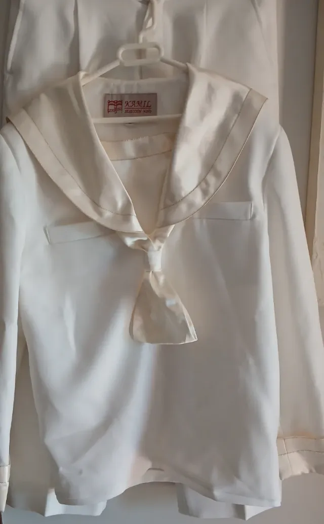 Traje Comunión Niño Estilo Marinero Blanco marfil