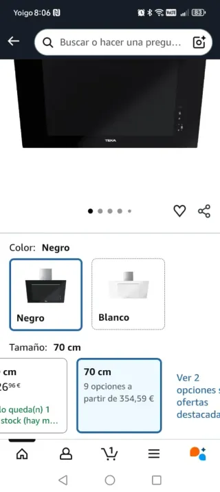 Campana extractora TEKA de 1 año