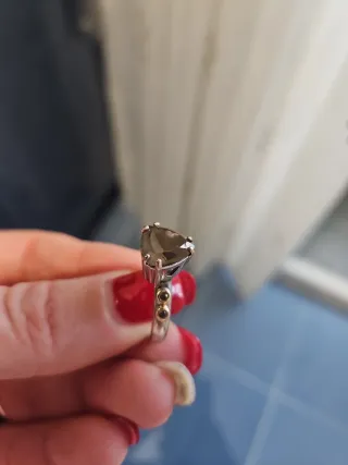 Anillo Pandora Solitario Piedra Marrón Plata