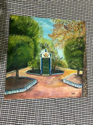 Cuadro decorativo paisaje con fuente