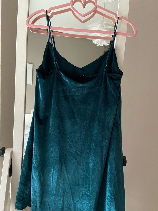 Vestido corto terciopelo verde azulado