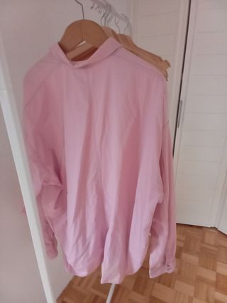 Camisa Oxbow Algodón Manga Larga Rosa