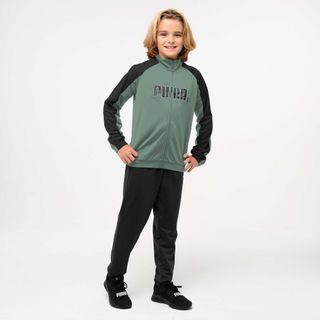 Chándal Puma Niños Verde Negro Cremallera Poliéster