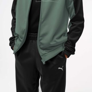 Chándal Puma Niños Verde Negro Cremallera Poliéster