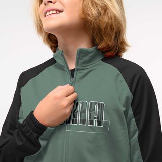 Chándal Puma Niños Verde Negro Cremallera Poliéster