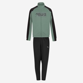 Chándal Puma Niños Verde Negro Cremallera Poliéster